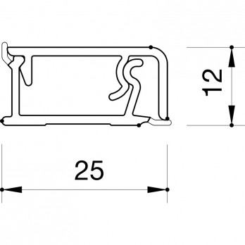 Rubna letva za radnu ploču, aluminij eloksirano, 12 x 25 mm
