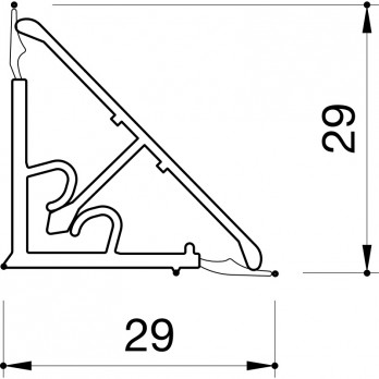 Rubna letva za radnu ploču, alu glatka, 29 x 29 mm