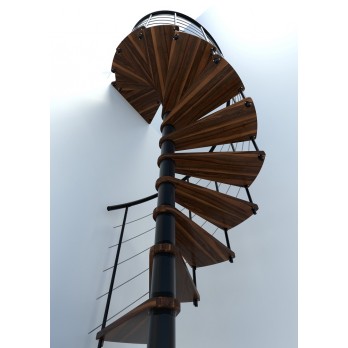 Spiralne montažne stepenice Venezia Smart  Ø 120 Crno / Bukva brajcana u orah