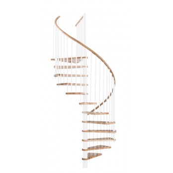 Spiralne montažne stepenice Spiral Wood Ø 140 Bijelo / Bukva