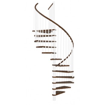 Spiralne montažne stepenice Spiral Wood Ø 120 Bijelo / Bukva brajcana u orah