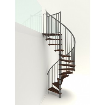 Spiralne montažne stepenice Spiral Smart Ø 140 sivo / bukva brajcana u orah