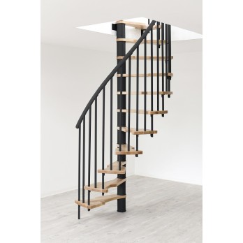 Spiralne montažne stepenice Metallica Smart 130/78 crno / bukva