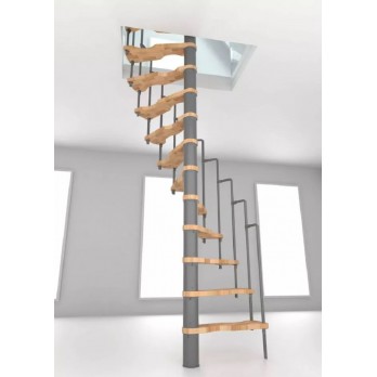 Spiralne montažne stepenice Suono 140/78 sivo / bukva