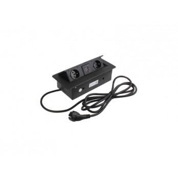 IIn box utičnica 2 šuko crna +1 USB A+1 USB C + 2NET