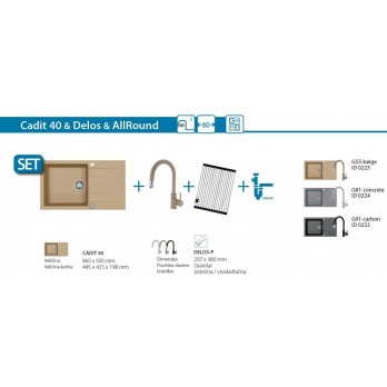SET Alveus Cadit 40 sudoper + Delos slavina + AllRound podloga za sušenje