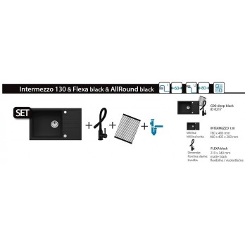 SET Alveus Intermezzo 130 G90-deep black + Flexa black slavina + AllRound black posloga za sušenje