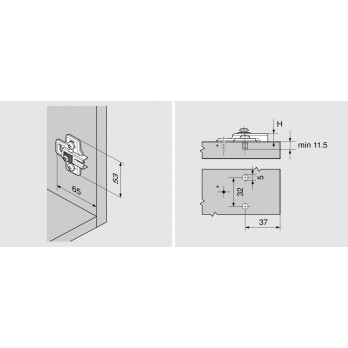 BLUM MODUL podložna pločica, čelik, EXPANDO, razmak 0 mm