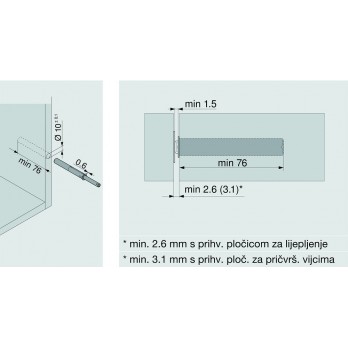 BLUM TIP-ON za vrata 956A1004 duga verzija s magnetom, karboncrna