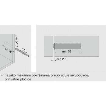 BLUM TIP-ON za vrata 956A1006 duga verzija s ublaživačem, karbon crna