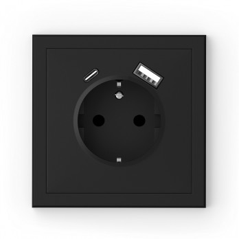 Commel Adria - schuko utičnica s USB A+C, s vijčanim stezaljkama crna 043-619