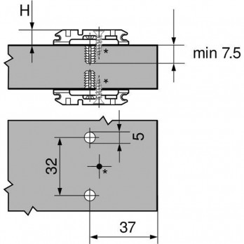 BLUM CLIP podložna pločica, ONYX EXPANDO za dvostr.pričvr.,ekscentar,razmak 0 mm