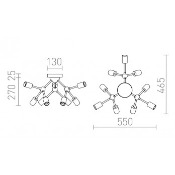 Rendl Light ARTEMIA 9 stropna svjetiljka 230V LED E27 9x15W