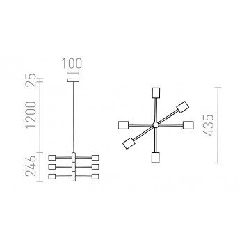 Rendl Light ARTEMIA 6 viseća svjetiljka 230V LED E27 6x15W