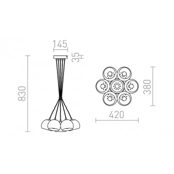 Rendl Light ASTROMET VII viseća svjetiljka krom 230V LED E27 7x11W