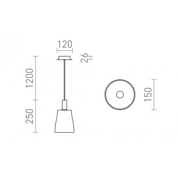 Rendl Light BELLINI M LED viseća svjetiljka crna dimljeno staklo 230V LED 5W 30° 3000K