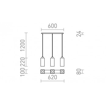 Rendl Light LIZ III 60 viseća svjetiljka crna staklo/krom 230V LED E27 3x15W