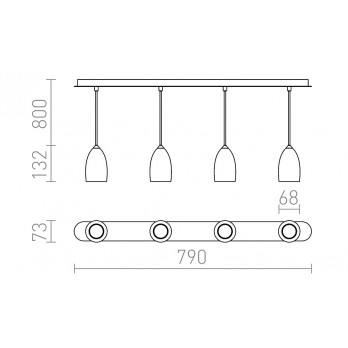 Rendl Light BABADES IV viseća svjetiljka krom 230V GU10 4x35W