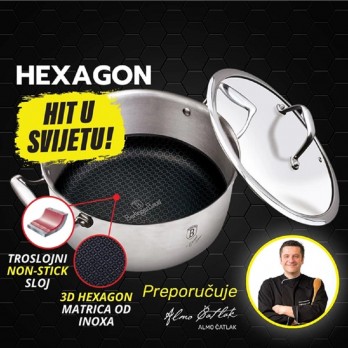 Berlinger Haus Hexagon 24x11 (3D inox matrica) non-stick lonac s poklopcem