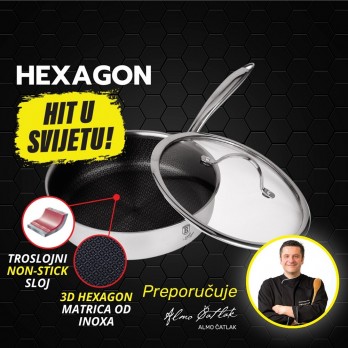 Berlinger Haus Hexagon 24x6,5 (3D inox matrica) non-stick duboka tava s poklopcem