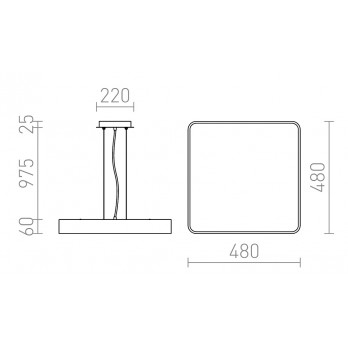 Rendl Light MENSA SQ 48 viseća svjetiljka bijela 230V LED 56W 3000K