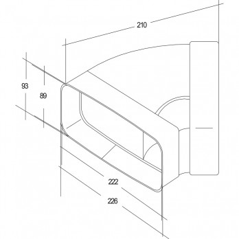 OPTIMAIRO Koljeno ravnog kanala 45° horizontalno 222 x 89 plastika bijela