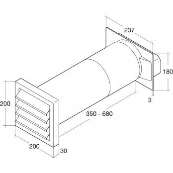OPTIMAIRO zidna kutija 222 x 89/NW 150 plastika bijela/nehrđajući čelik