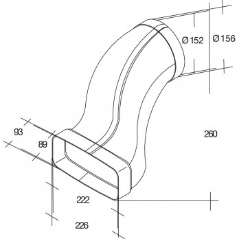 OPTIMAIRO pomaknuti prijelazni komad 222 x 89/NW 150 plastični bijeli