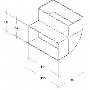 OPTIMAIRO ravni kanalsko koljeno 90° vertikalni 111 x 54 plastični bijeli