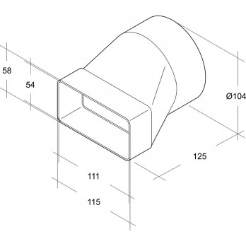 OPTIMAIRO prijelazni komad NW 100/111 x 54 okrugli/ravni plastični bijeli