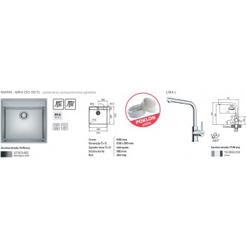 Franke set sudoper i slavina MARIS - MRX 210-50 TL + Lina L