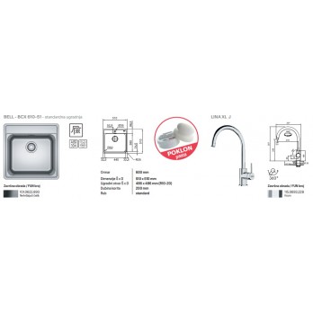 Franke set sudoper i slavina BELL - BCX 610-51 + LINA XL J