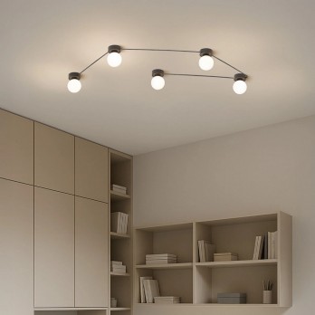 Rendl Light VELA V stropna svjetiljka crna opalno staklo 230V LED G9 5x6W