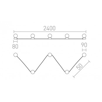 Rendl Light VELA V stropna svjetiljka crna opalno staklo 230V LED G9 5x6W