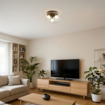 Rendl Light AMANDA stropna svjetiljka mat crna prozirno staklo 230V LED E27 3x15W