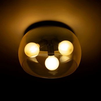 Rendl Light AMANDA stropna svjetiljka mat crna staklo jantarne boje 230V LED E27 3x15W